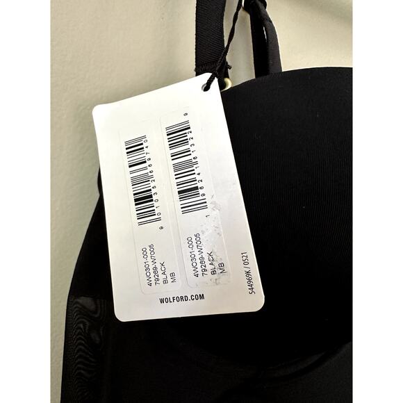 $260 Wolford Stretch Silk Bodysuit NEW Wired Bodysuit in Black Size MB - Picture 4 of 12